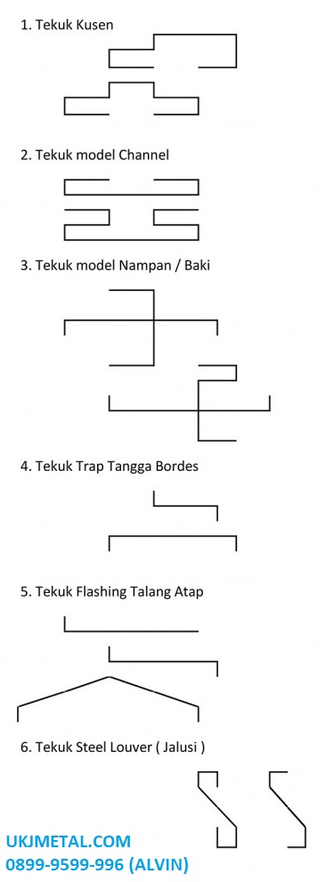 tekuk kusen tekuk model channel nampan trap tangga bordes flashing talang atap louver jalusi